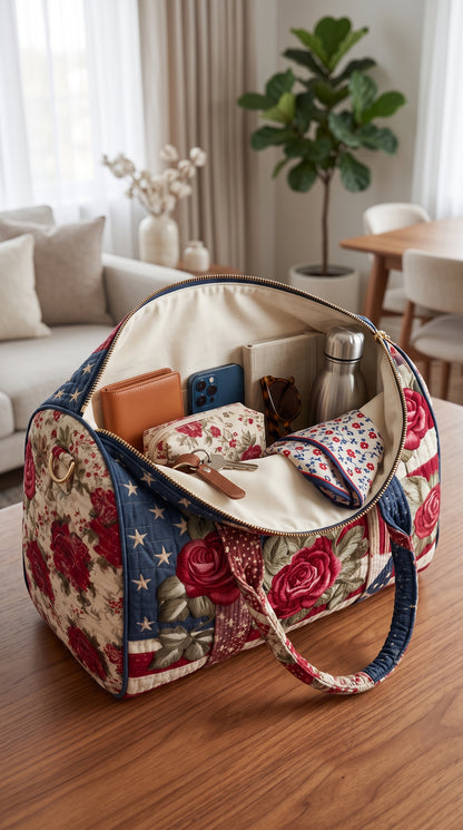 Handmade Quilted USA Tote Bag