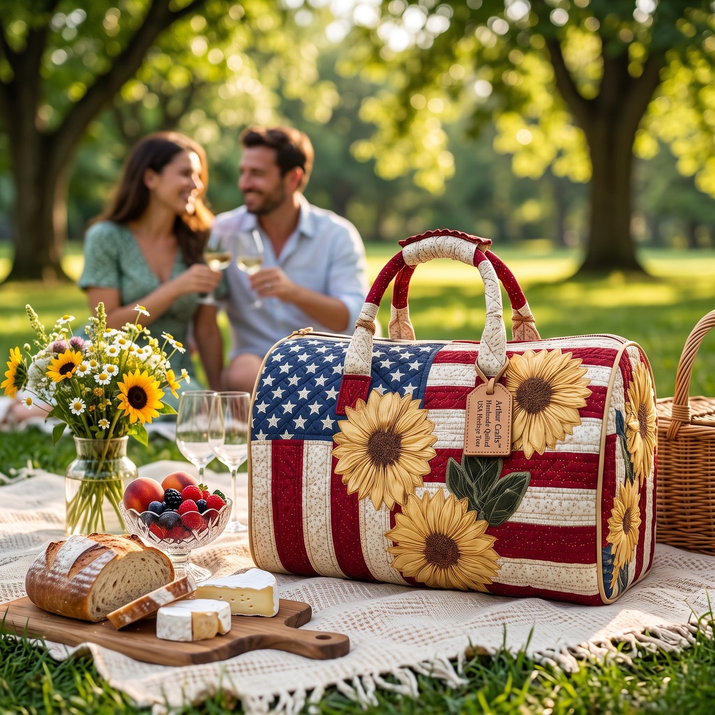 Handmade Quilted USA Tote Bag