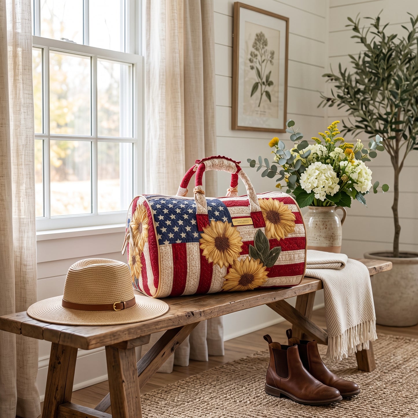 Handmade Quilted USA Tote Bag
